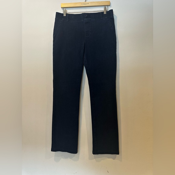 Betabrand Women's Yoga Denim Straight Leg in Dark Indigo - Picture 5 of 6